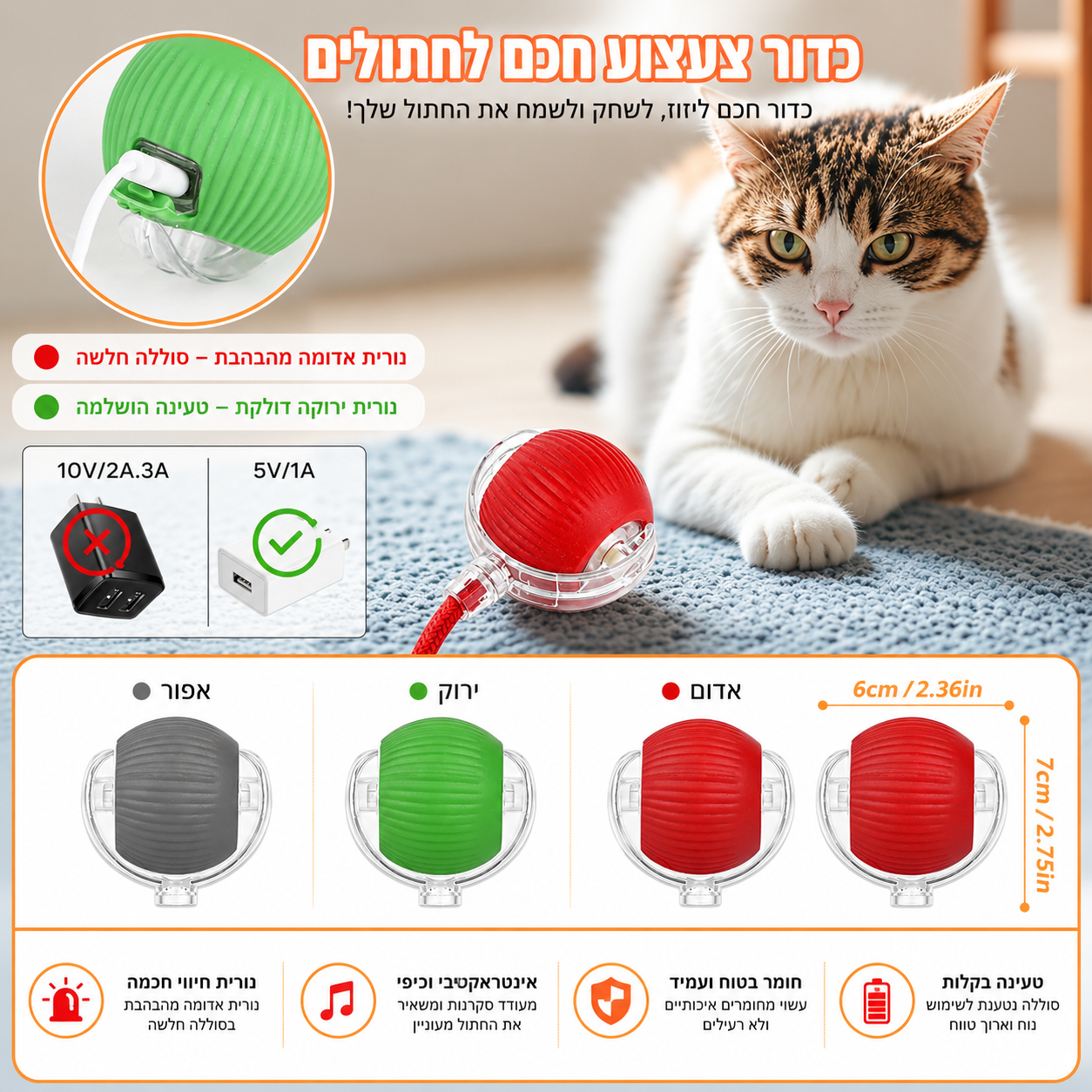 SmartTail – כדור אינטראקטיבי חכם לחתולים וכלבים