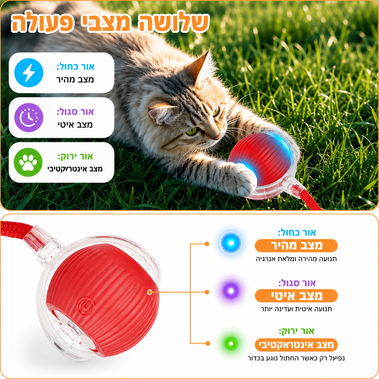 SmartTail – כדור אינטראקטיבי חכם לחתולים וכלבים
