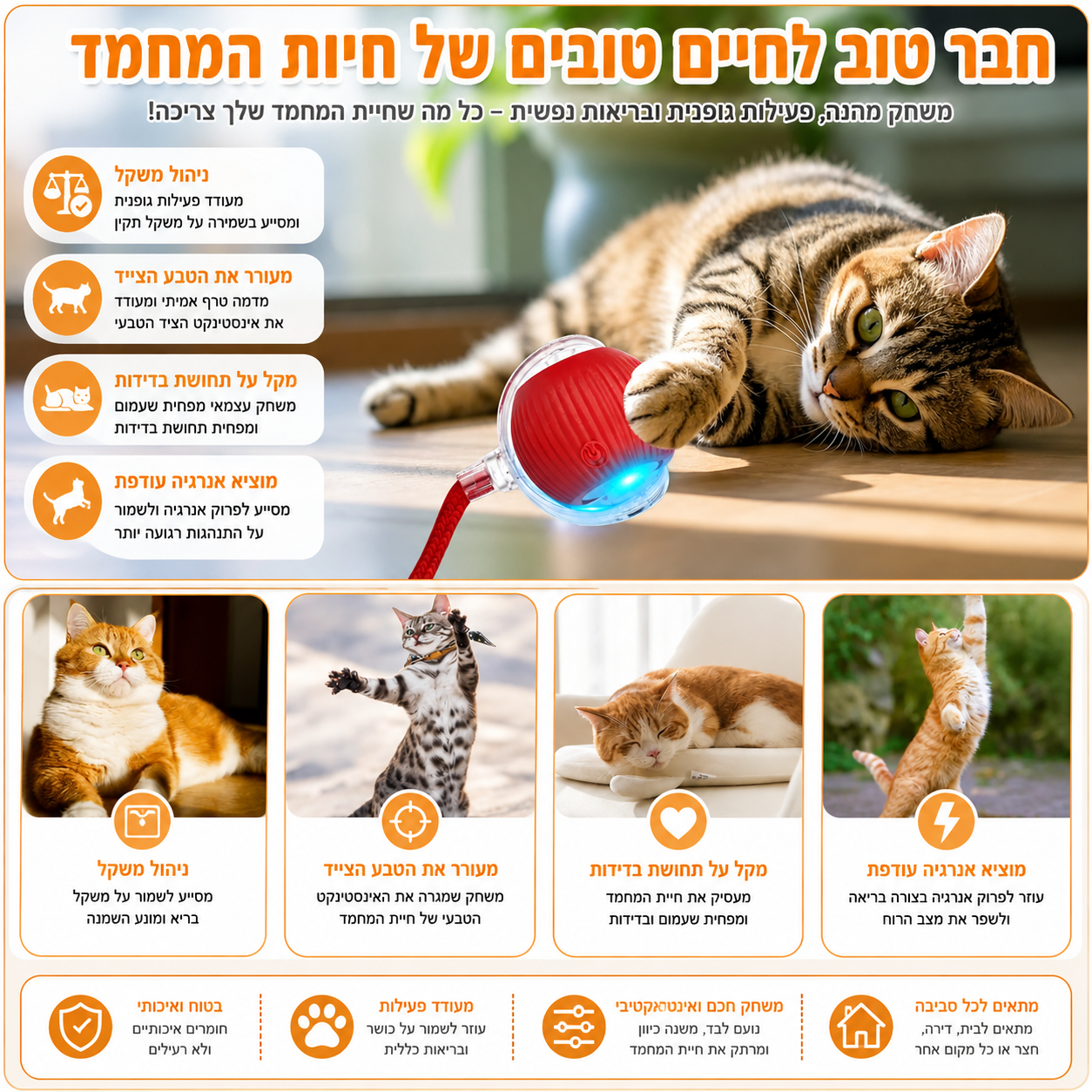 SmartTail – כדור אינטראקטיבי חכם לחתולים וכלבים